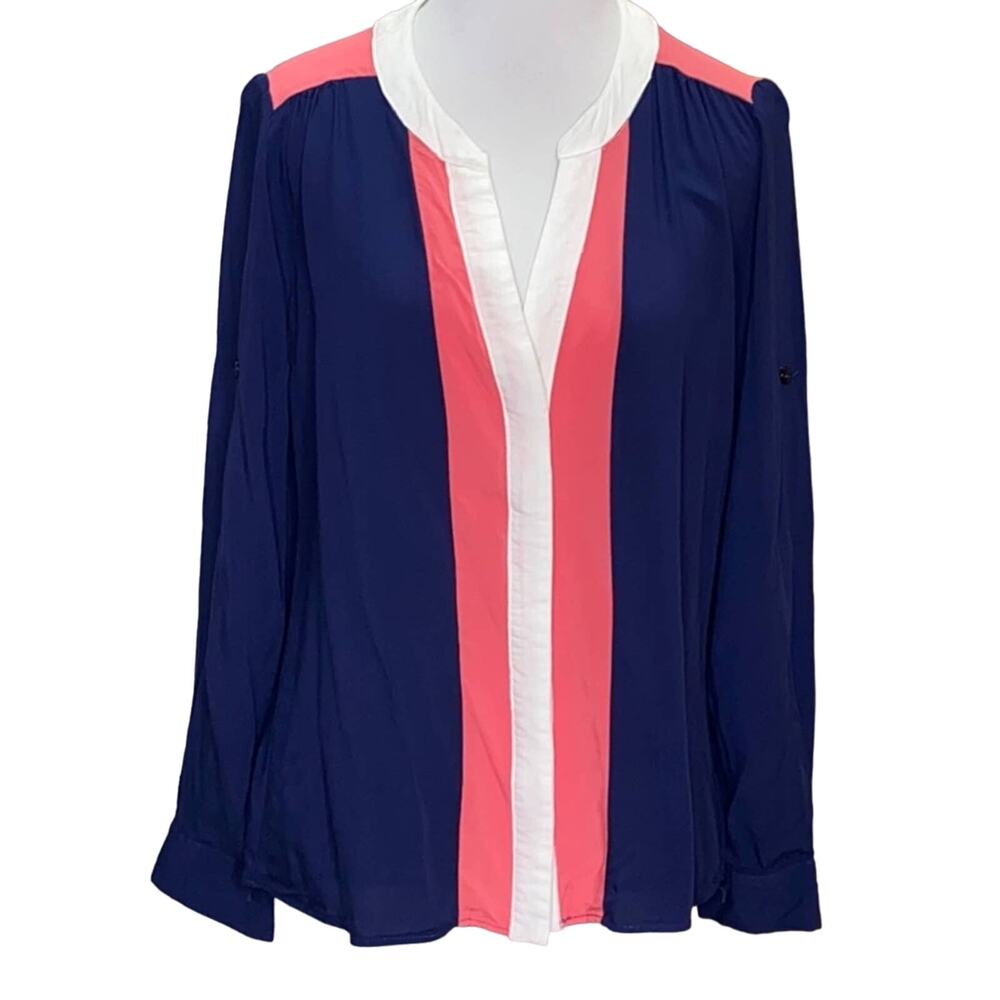 Ezra Colorblock Button Up Blouse Small